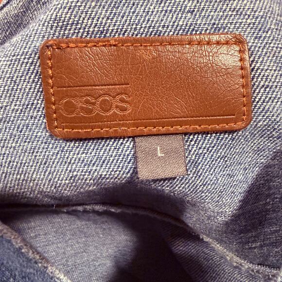 ASOS Mens Denim Jacket Large Classic Trucker Light Wash Casual Streetwear Cotton - Picture 5 of 8